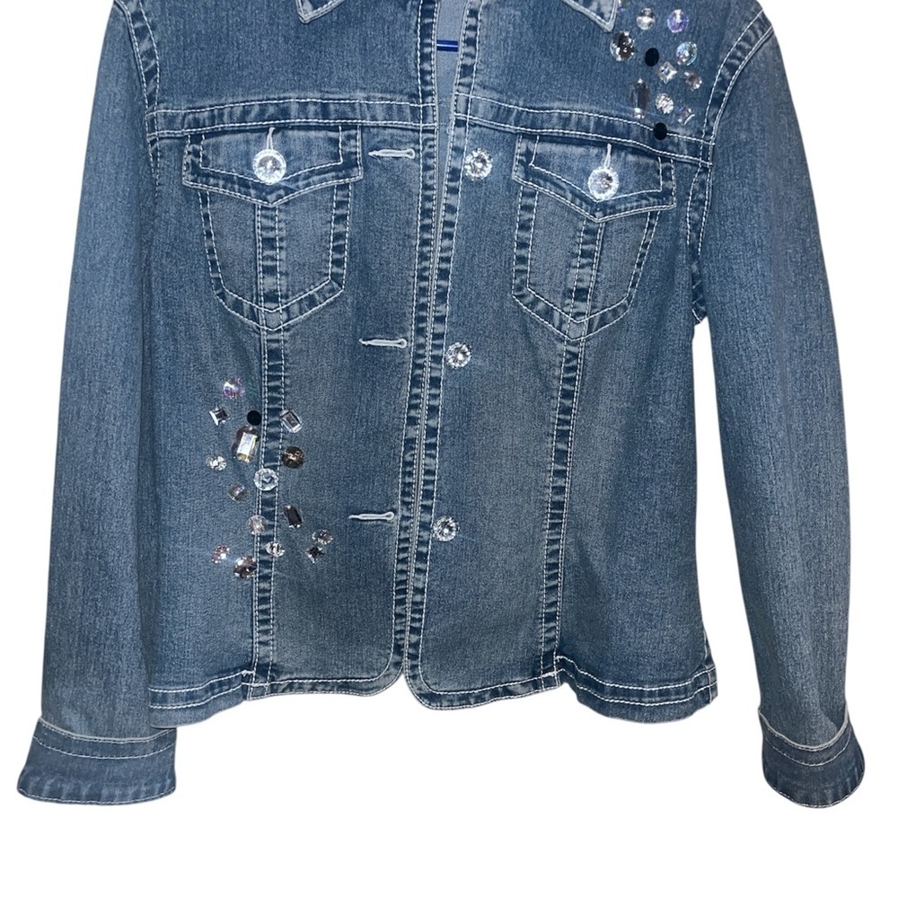 Midnight Velvet Blue Embellished Jean Jacket